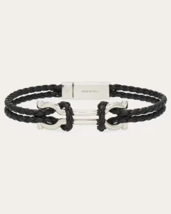Herren Armband mit Doppel-Gancini (17 cm) Schwarz