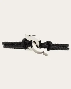 Herren Armband mit ineinander gehakten Gancini-Elementen (20cm) Schwarz
