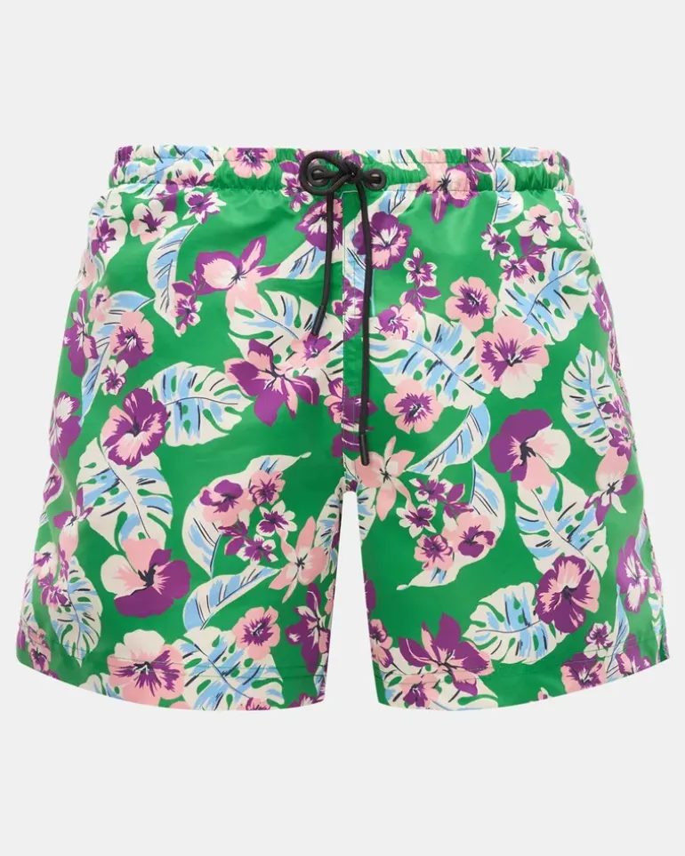Herren - Badeshorts grün/violett gemustert