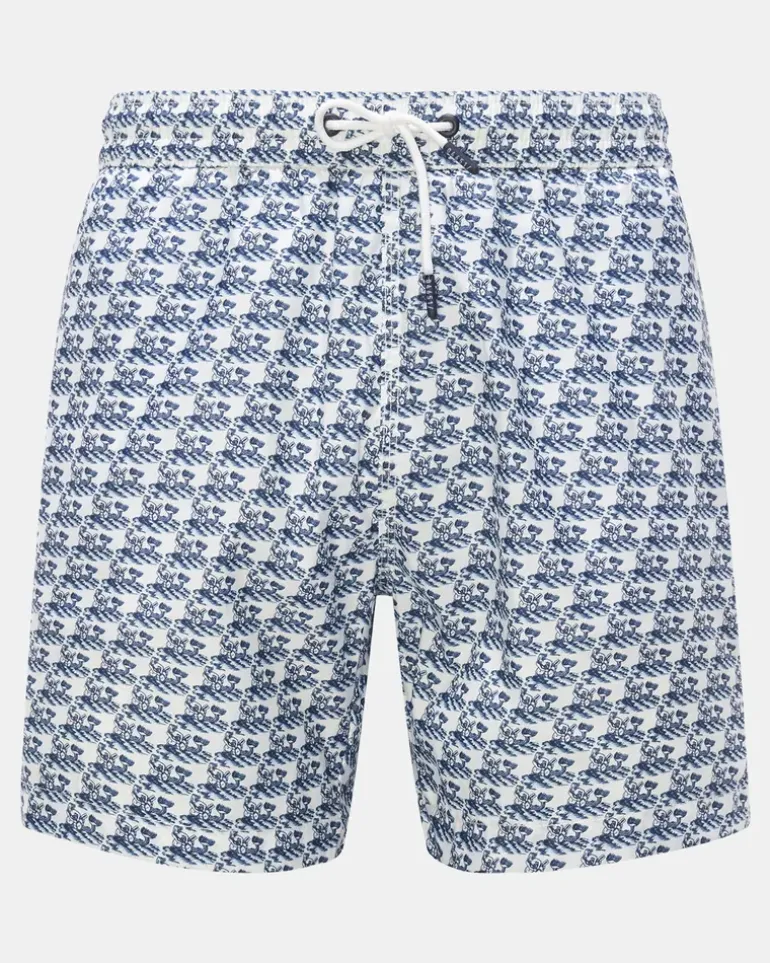 Herren - Badeshorts 'Neptun Swim' weiß/navy gemustert