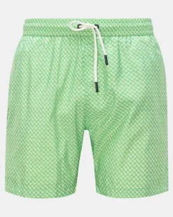 Herren - Badeshorts 'Tile Swim' grün/weiß gemustert
