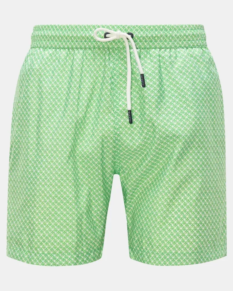 Herren - Badeshorts 'Tile Swim' grün/weiß gemustert