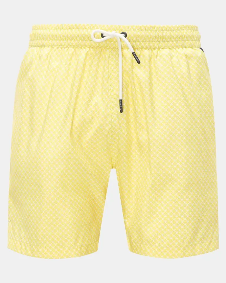 Herren - Badeshorts 'Tile Swim' gelb/weiß gemustert