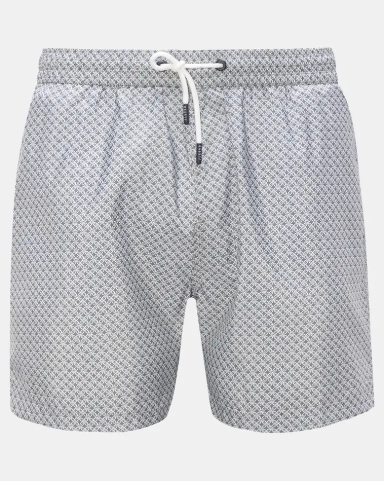 Herren - Badeshorts 'Tile Swim' grau/weiß gemustert