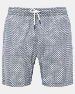 Herren - Badeshorts 'Tile Swim' navy/weiß gemustert