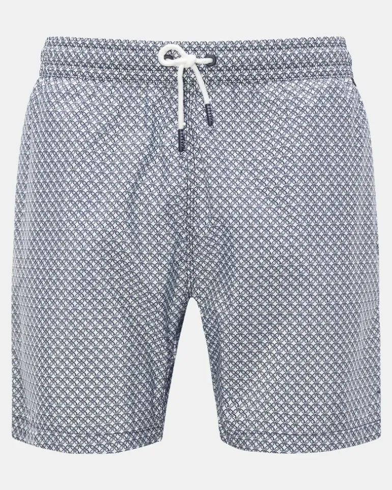 Herren - Badeshorts 'Tile Swim' navy/weiß gemustert