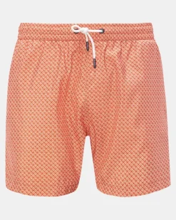 Herren - Badeshorts 'Tile Swim' orange/weiß gemustert