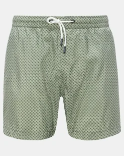 Herren - Badeshorts 'Tile Swim' oliv/weiß gemustert