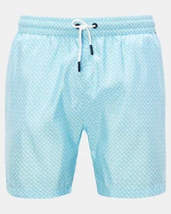 Herren - Badeshorts 'Tile Swim' türkis/weiß gemustert