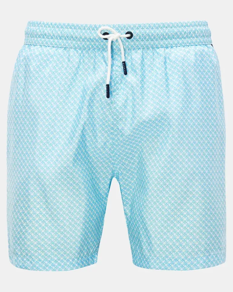 Herren - Badeshorts 'Tile Swim' türkis/weiß gemustert