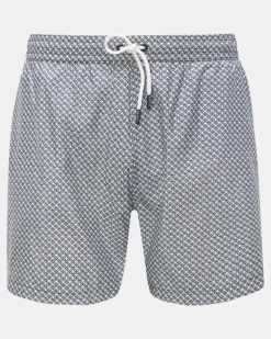 Herren - Badeshorts 'Tile Swim' weiß/navy gemustert