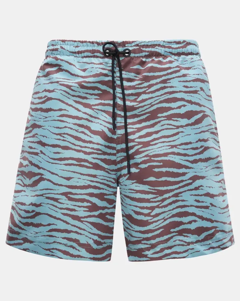 Herren - Badeshorts türkis/dunkelbraun gemustert