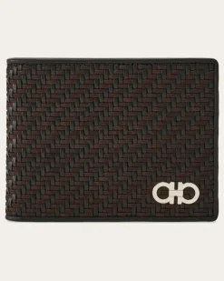 Herren Brieftasche mit Flechtarbeit Braun