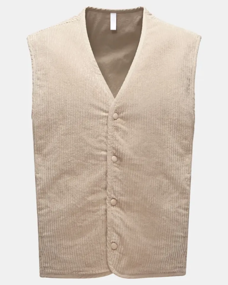 Herren - Cordweste 'Oyster' beige