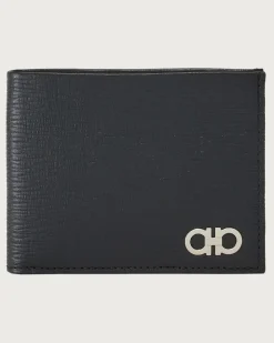 Herren Doppelt gefaltete Brieftasche Internationales Format Schwarz