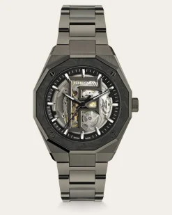 Herren Ferragamo Edge Skeleton Uhr Schwarz