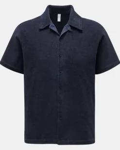 Herren - Frottee-Kurzarmhemd 'Terry Shirt' Offener Kragen navy