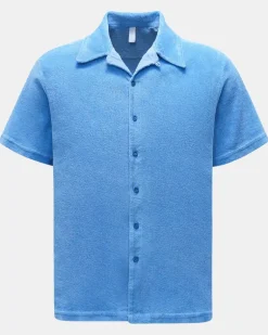 Herren - Frottee-Kurzarmhemd 'Terry Shirt' Offener Kragen blau