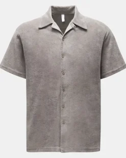 Herren - Frottee-Kurzarmhemd 'Terry Shirt' Offener Kragen grau