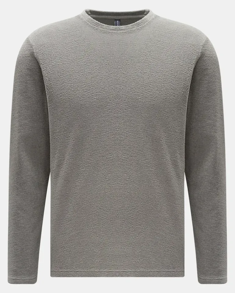 Herren - Frottee Rundhals-Longsleeve 'Terry Tee' grau