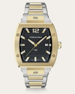 Herren F80 Tonneau 3H Uhr Schwarz