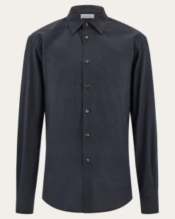 Herren Hemd mit Mikroprint Schwarz