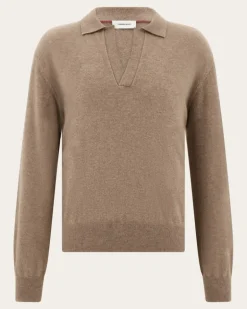 Herren Kaschmirpullover mit Polokragen Braun