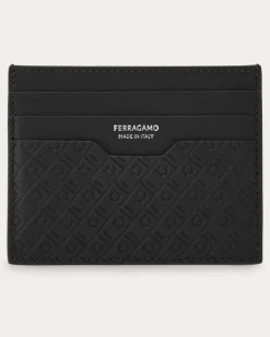 Herren Kreditkartenetui Ferragamo Monogram Schwarz