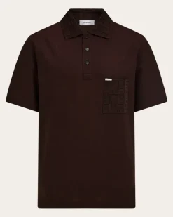 Herren Kurzärmliges Polohemd mit Brusttasche Braun