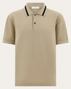 Herren Kurzärmliges Polohemd Beige