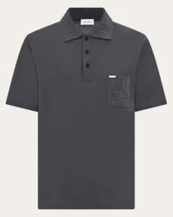 Herren Kurzärmliges Polohemd mit Brusttasche Grau