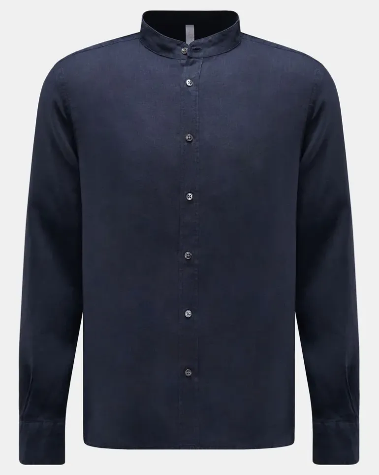 Herren - Leinenhemd 'Linen Guru' Grandad-Kragen navy