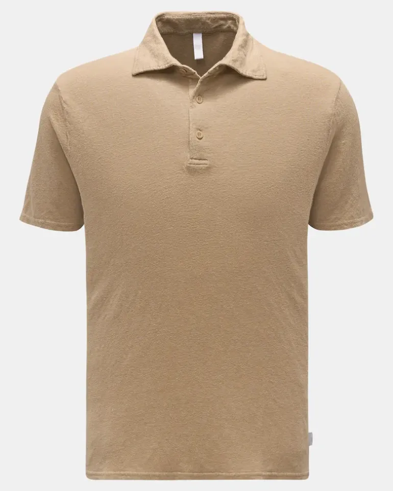 Herren - Leinen Jersey-Poloshirt taupe
