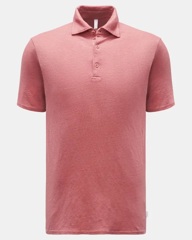 Herren - Leinen Jersey-Poloshirt hellrot