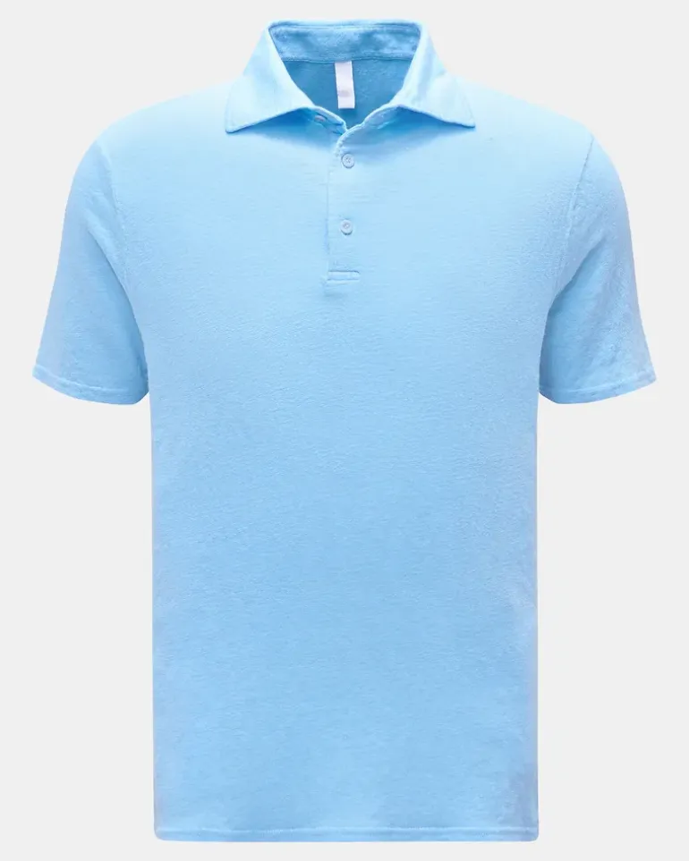 Herren - Leinen Jersey-Poloshirt hellblau