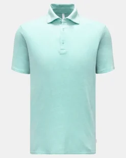 Herren - Leinen Jersey-Poloshirt türkis