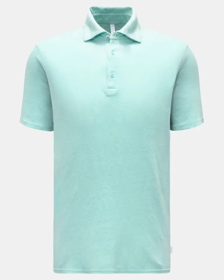 Herren - Leinen Jersey-Poloshirt türkis