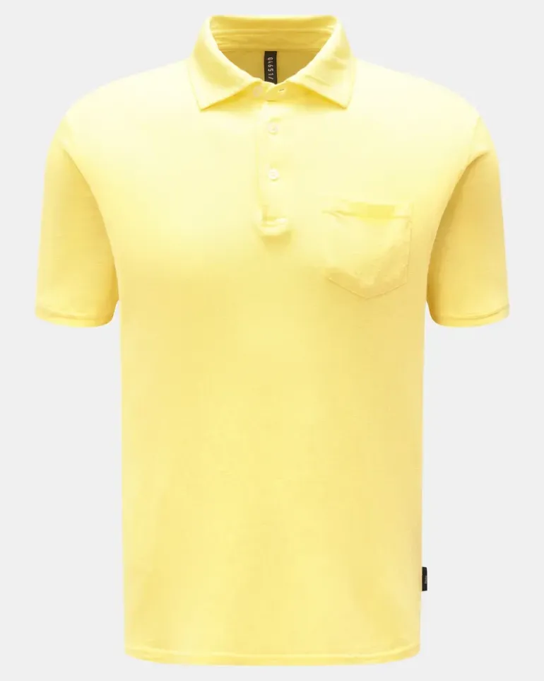 Herren - Leinen-Poloshirt gelb