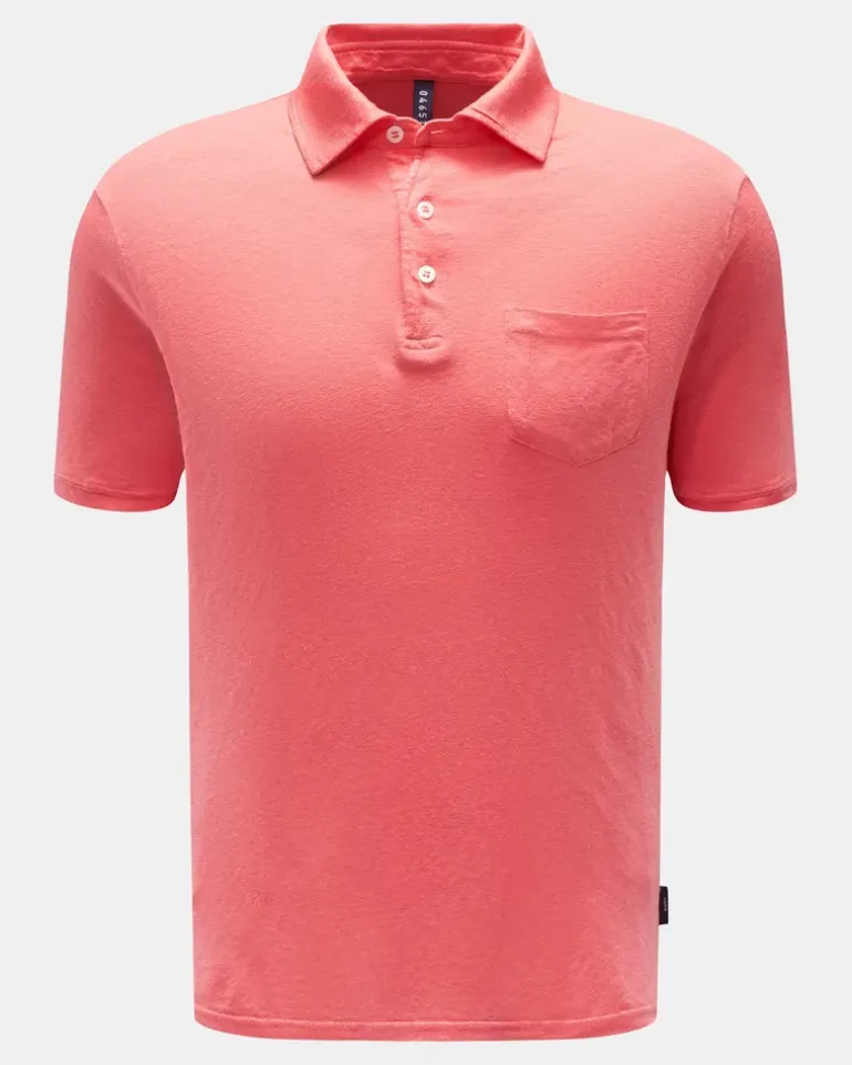 Herren - Leinen-Poloshirt koralle