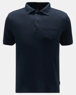 Herren - Leinen-Poloshirt navy