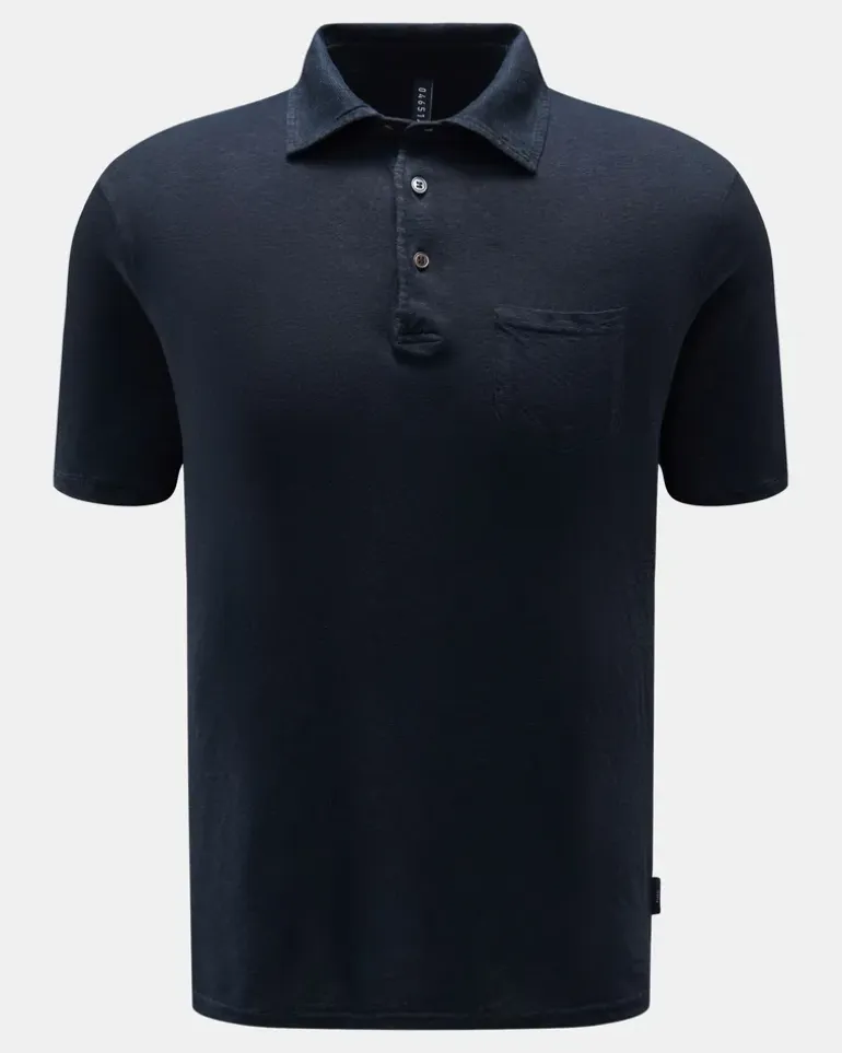 Herren - Leinen-Poloshirt navy