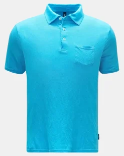 Herren - Leinen-Poloshirt türkis