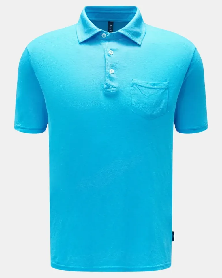 Herren - Leinen-Poloshirt türkis