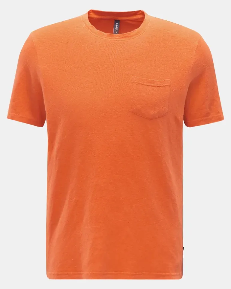 Herren - Leinen Rundhals-T-Shirt orange