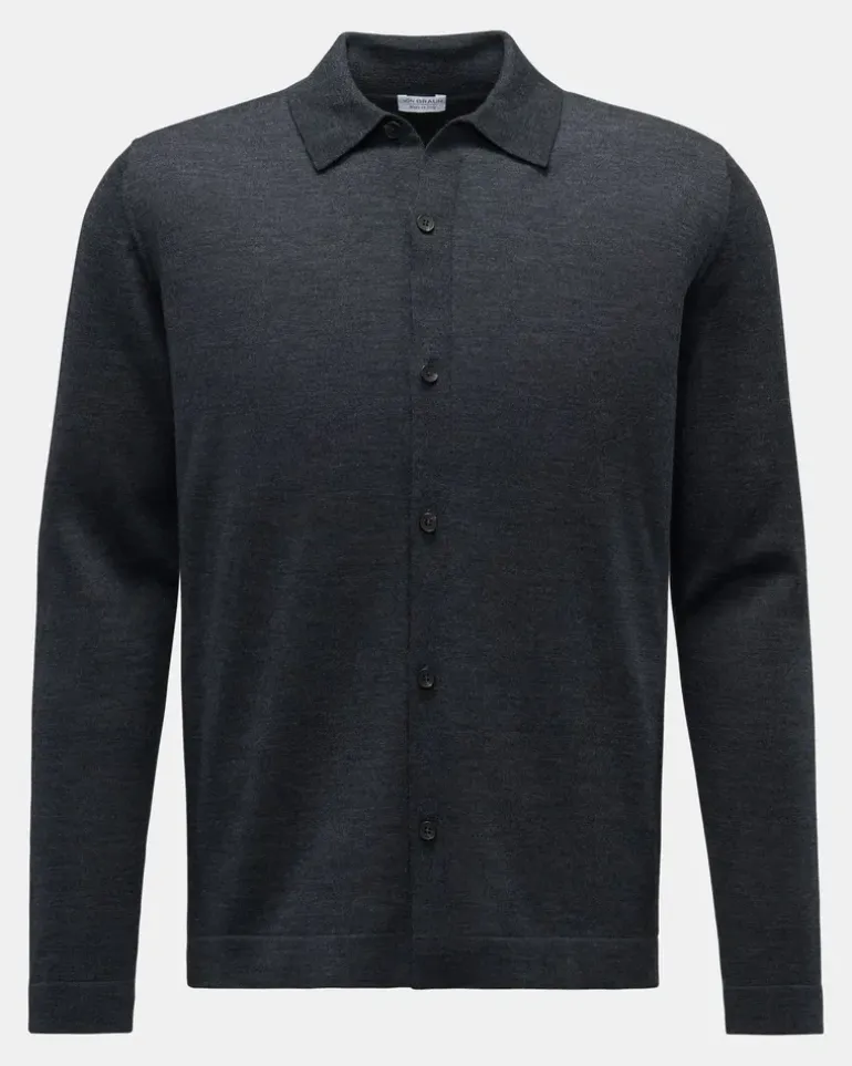 Herren - Merino Cardigan dunkelgrau