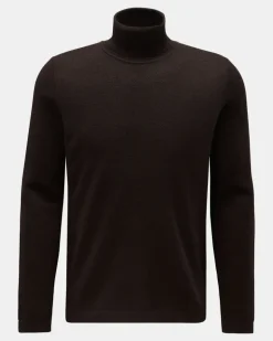 Herren - Merino Rollkragenpullover 'Oyster' dunkelbraun