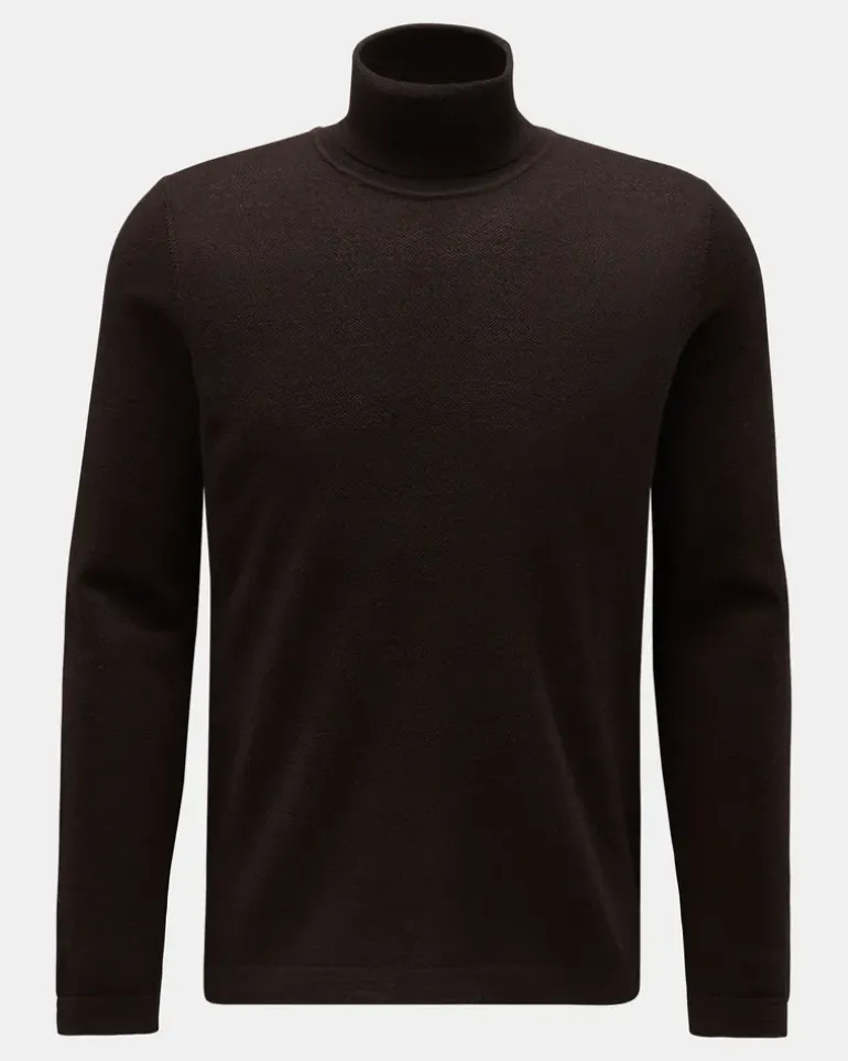 Herren - Merino Rollkragenpullover 'Oyster' dunkelbraun