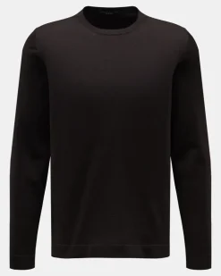 Herren - Merino Rundhalspullover dunkelbraun