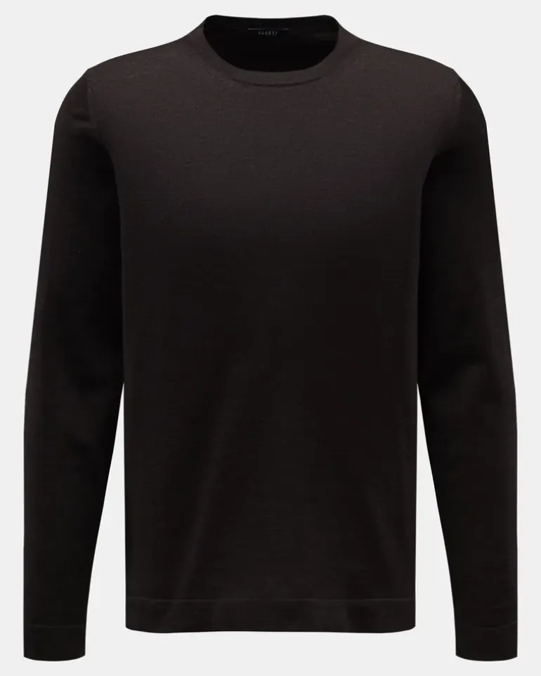 Herren - Merino Rundhalspullover dunkelbraun