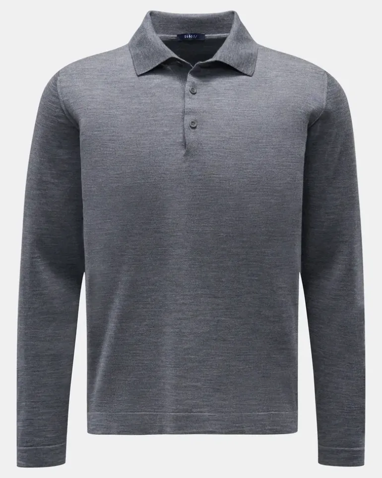 Herren - Merino Strickpolo dunkelgrau